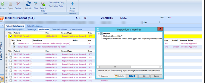 Interaction and allergy checking